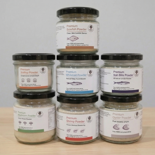 Auntie Lim Ultimate Supreme Bundle (Ikan Bilis / White Bait / Scallop / Shiitake / Solefish / Shrimp / Oyster) Powder